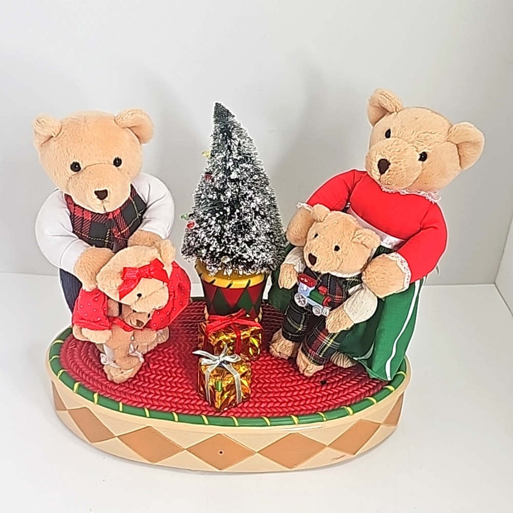 Animated Christmas Teddy Bear Family Singing Dancing Talking Lights